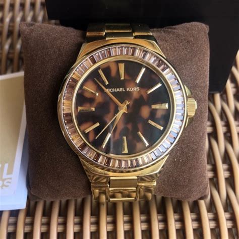 michael kors watches mk 5723|Michael Kors MK 5723 Leopard Dial Gold Watch with Baguette .